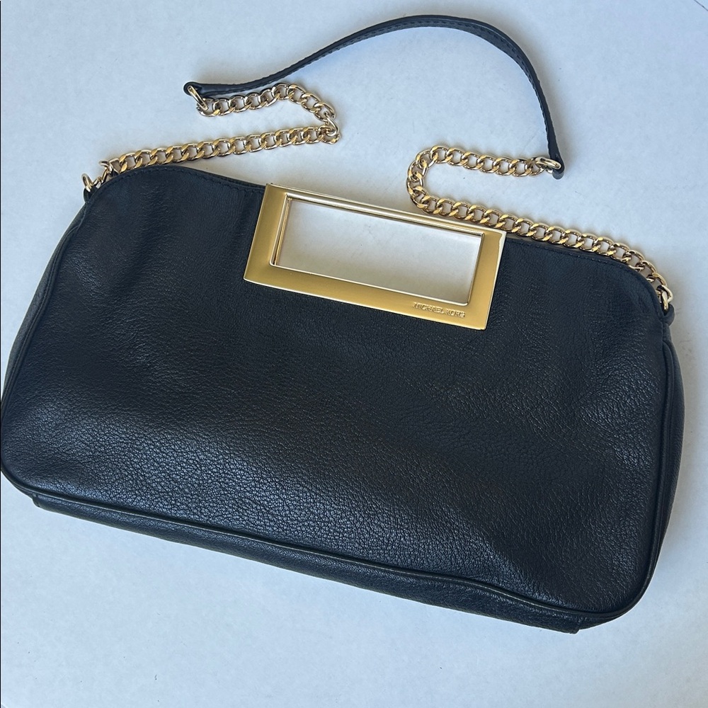 MICHAEL KORS black leather evening shoulder/handbag
